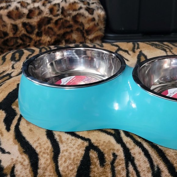 Pet Bowl Set Blue Stainless Dishwasher Safe Dog or Cat size med 14.5 fl oz. - Picture 5 of 5